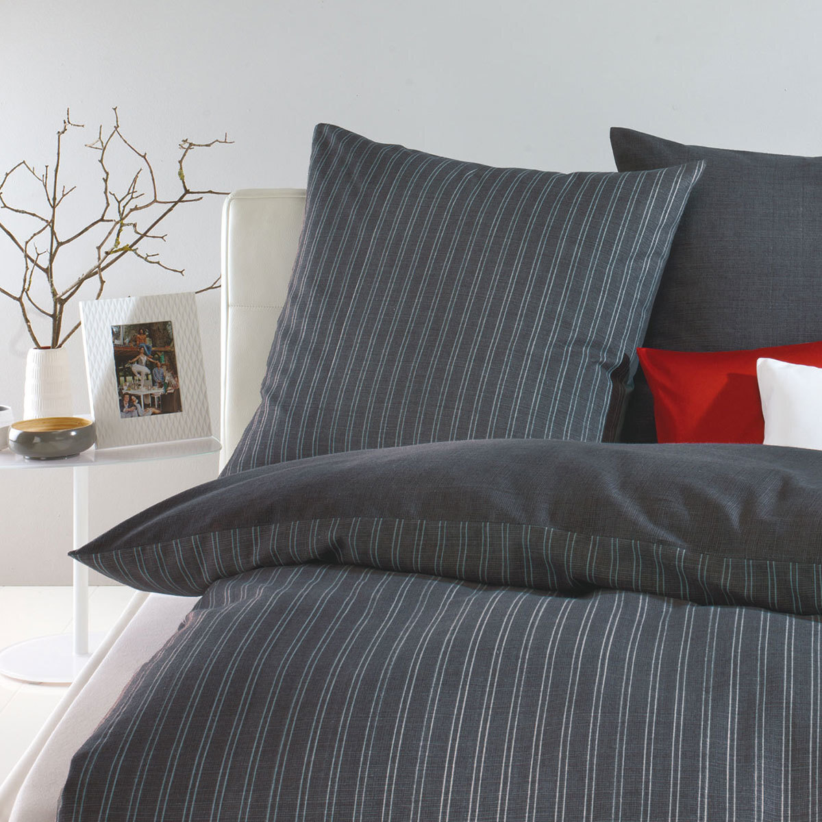 Traumschlaf Biber Bettwäsche Eternity Combo zinn 135x200 cm + 80x80 cm