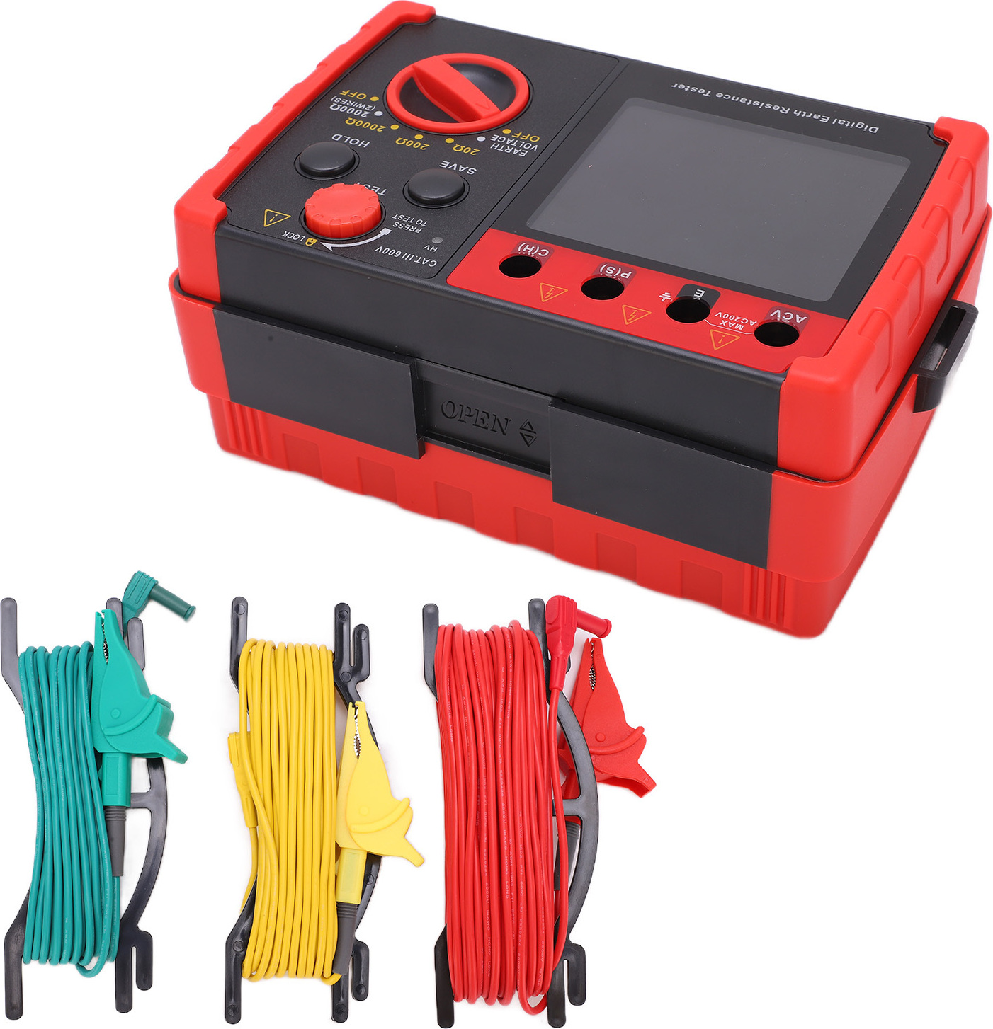 Cocosity Erdungswiderstandstester,Erdungswiderstandsmessgerät,Digitales Erdungswiderstandsmessgerät,Digitaler Erdungswiderstandstester,Erdungswiderstandsmessgerät GT5105A