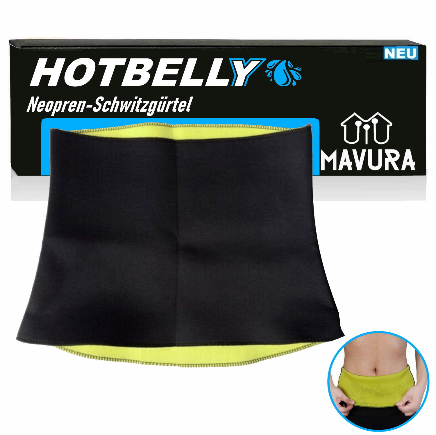 MAVURA HOTBELLY Neopren Bauchweggürtel Bauchweg-Gürtel Hot Belt Abnehmen A453-2XL