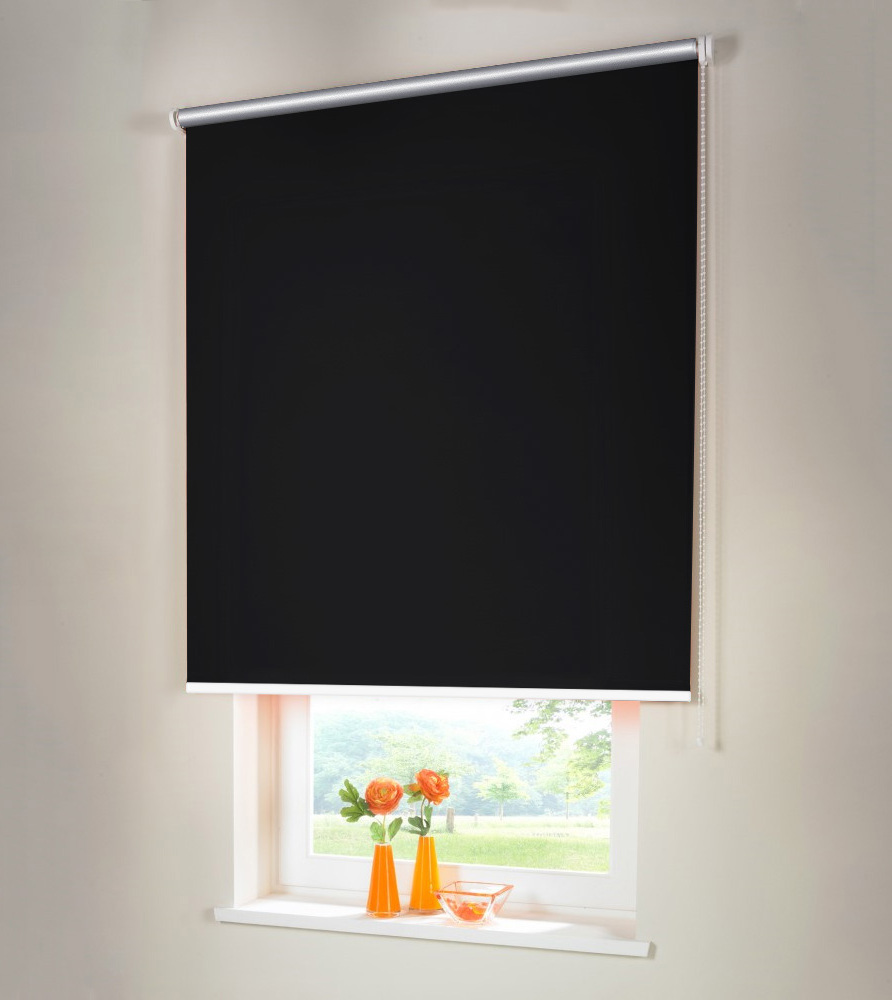 Sonnenschutz-HH Seitenzugrollo Verdunkelungsrollo THERMO 160 x 160 cm schwarz Kettenzugrollo lichtundurchlässig 38354TH-05177