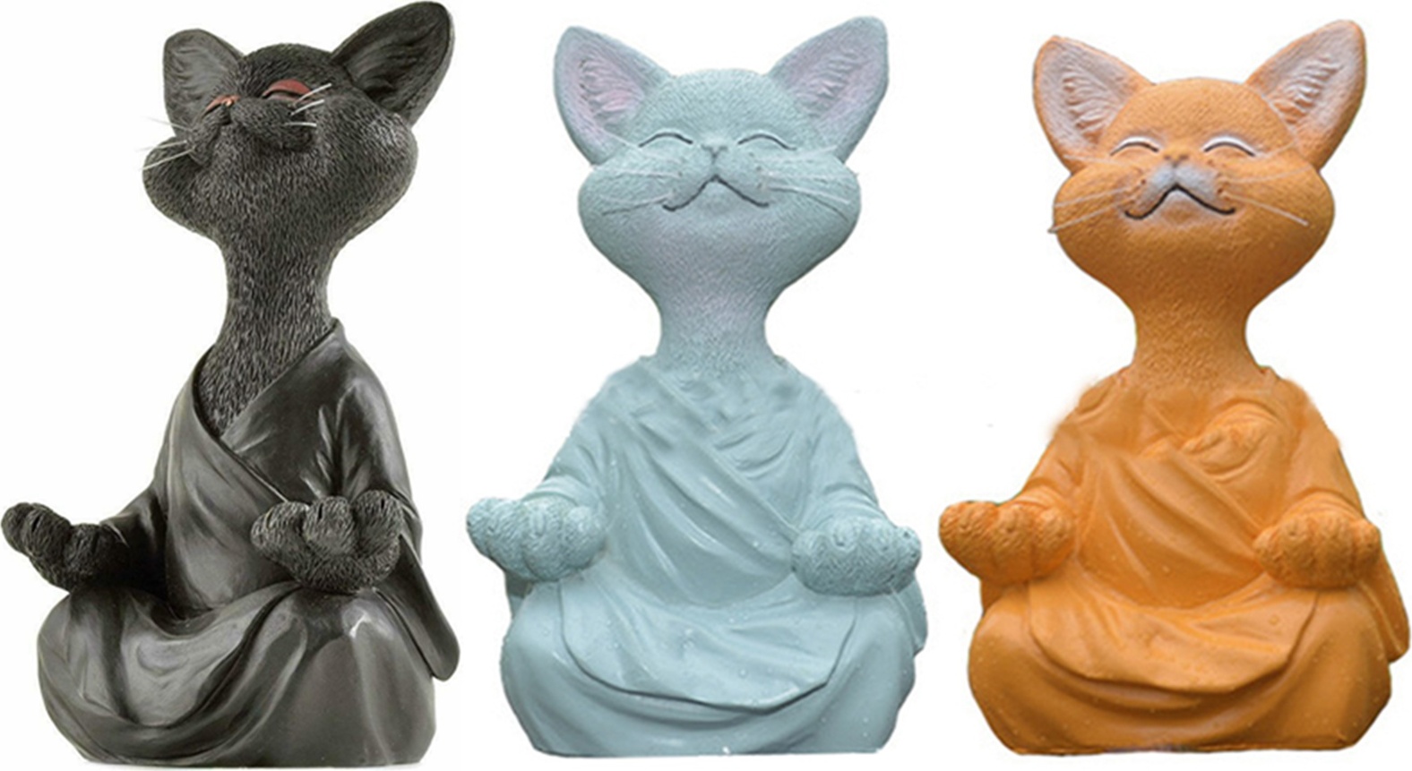 Thonlai Meditations-Katzenstatue – Buddha-Katze Aus Harz, 13x11x7,5 Cm, Garten-Deko & Geschenk Für Katzenliebhaber