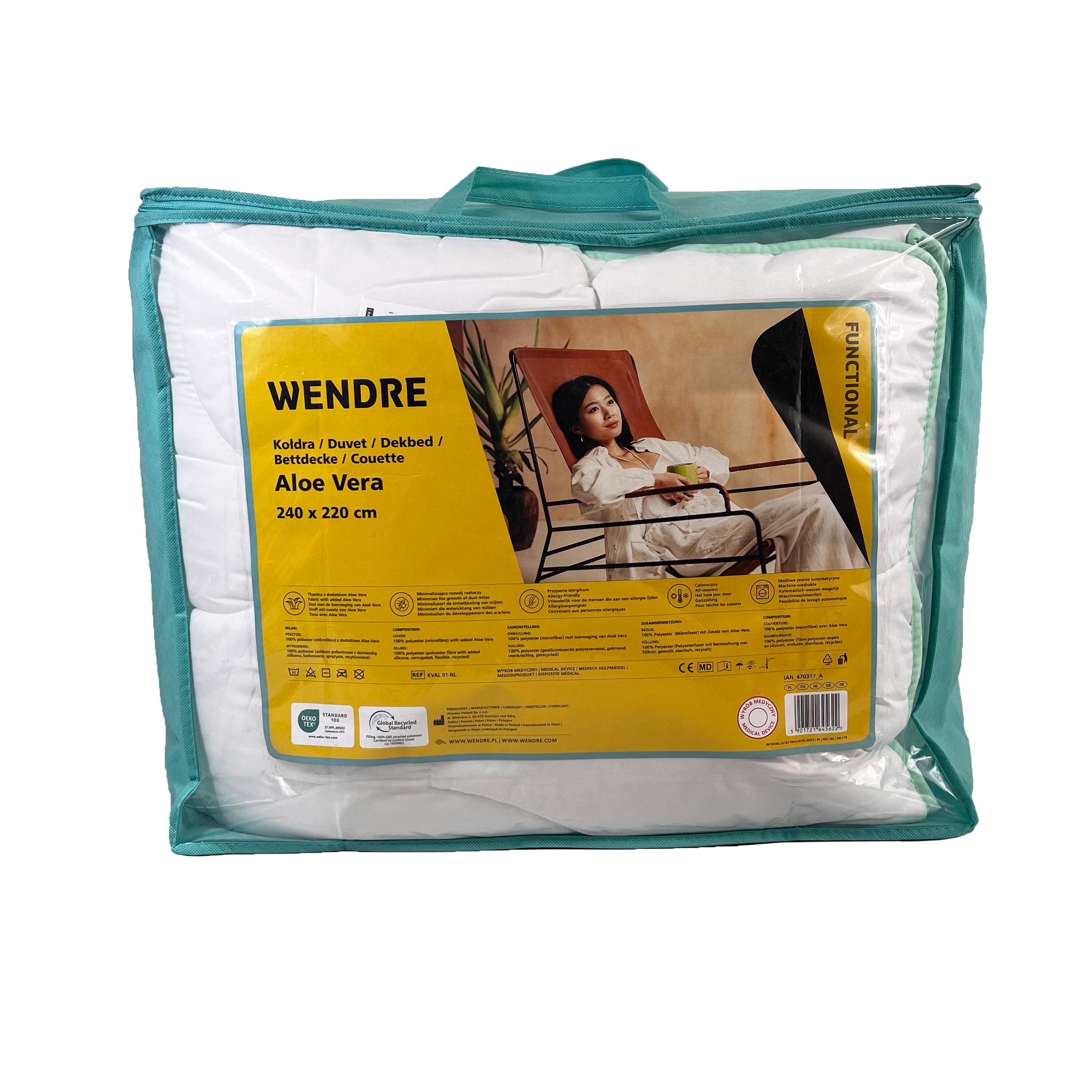 Wendre Ganzjahres-Bettdecke Aloe Vera 240 × 220 cm maschinenwaschbar