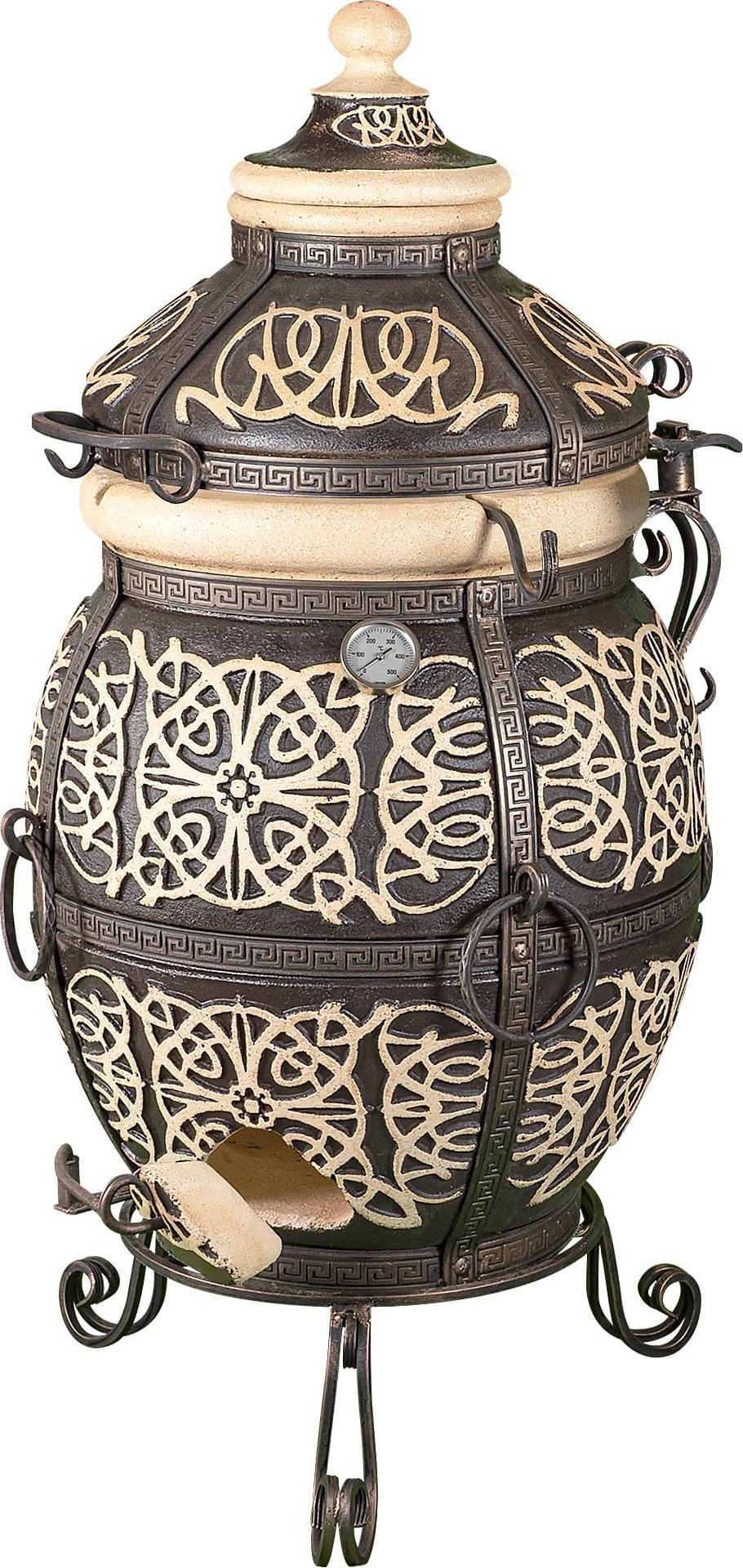 lyrin24 Tandoor „Schafran“ – Vielseitiger Gartengrill und Smoker, BBQ, Tandyr, Holzkohlegrill, Grillofen, Outdoorküche, Keramikofen, Schamottofen, . 00161