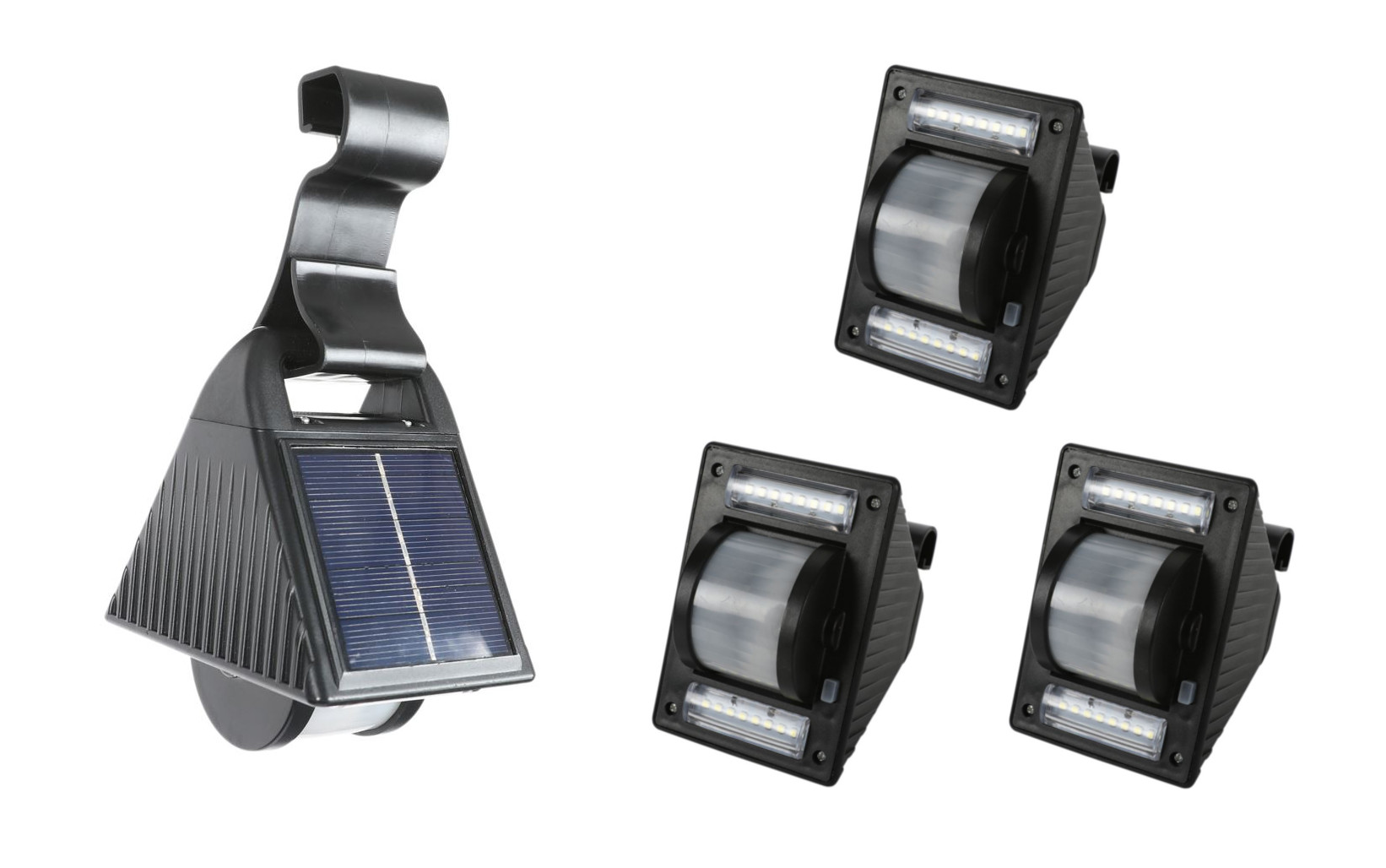 4 x Solar Dachrinnenleuchte Solarlampe für Dachrinnen silber grau Außenlampe 