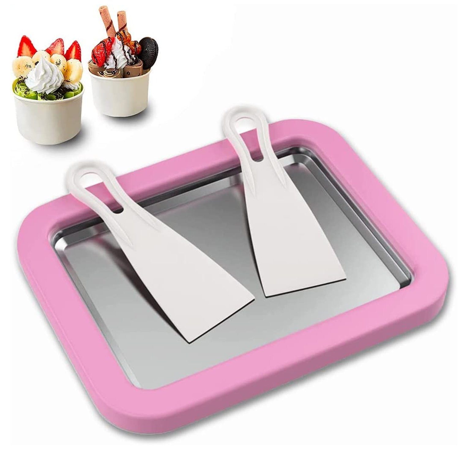 KINSI Eisplatte zum eis machen, Rolled Ice Cream Maker, Eis Platte Für Ice Rolls, Rose 02-46706853-02