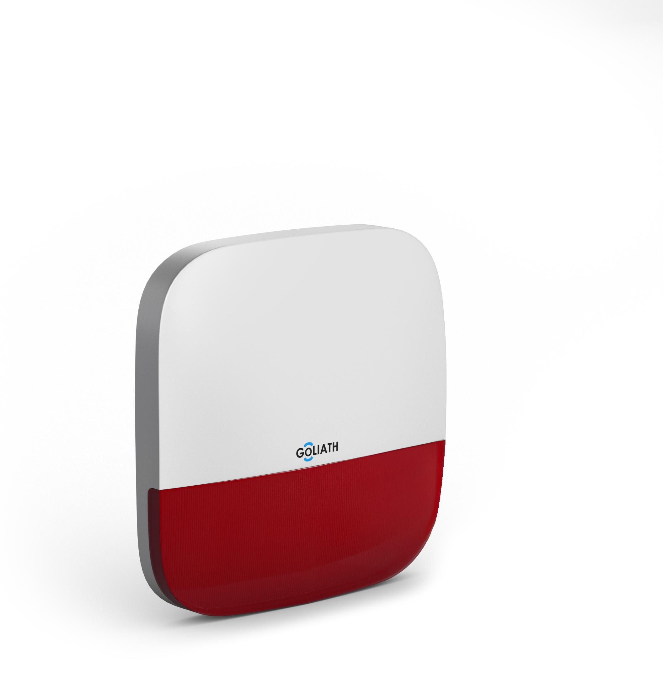 GOLIATH Basic Alarm | Außensirene | LED Alarmleuchte | 85-110 dB | Weiß | AußenSirene
