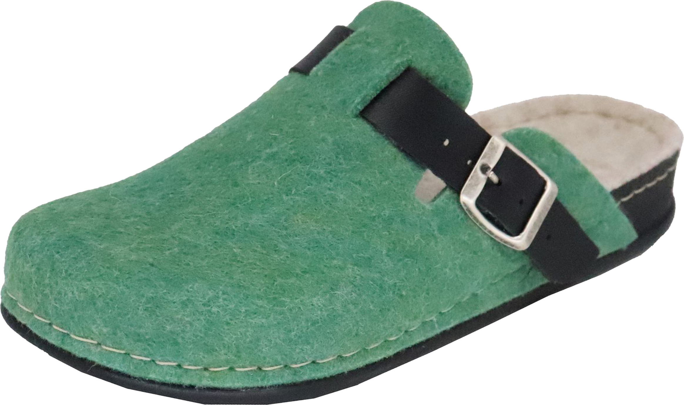 Miccos Shoes Miccos Damen Pantoffel Filz Hausschuh Schnalle, Größe:42 EU, Farbe:Grün 819850_11_42