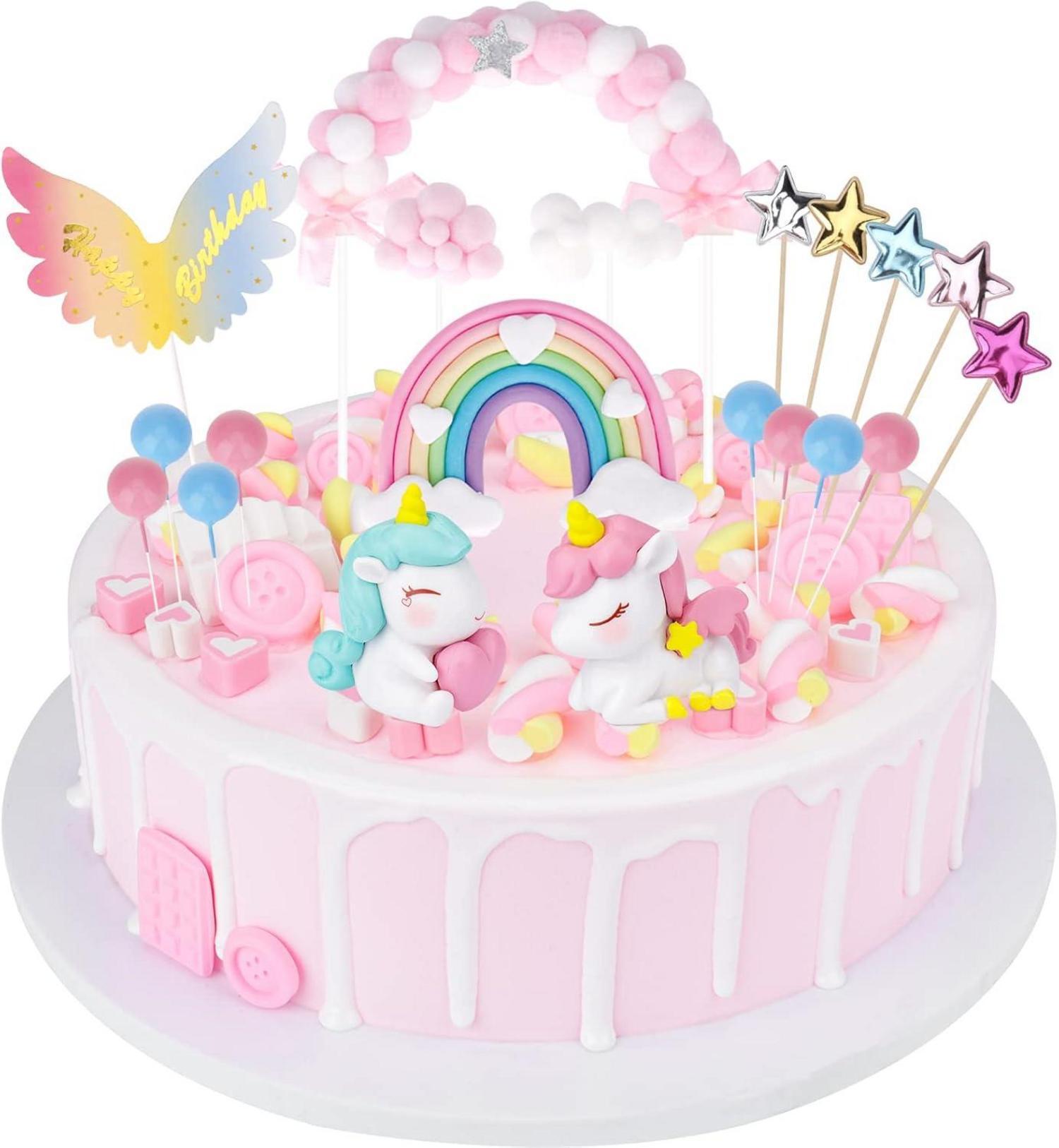 Sonstige Einhorn Tortendeko Mädchen 20 Stück Regenbogen Kuchendeko Torte Kuchen