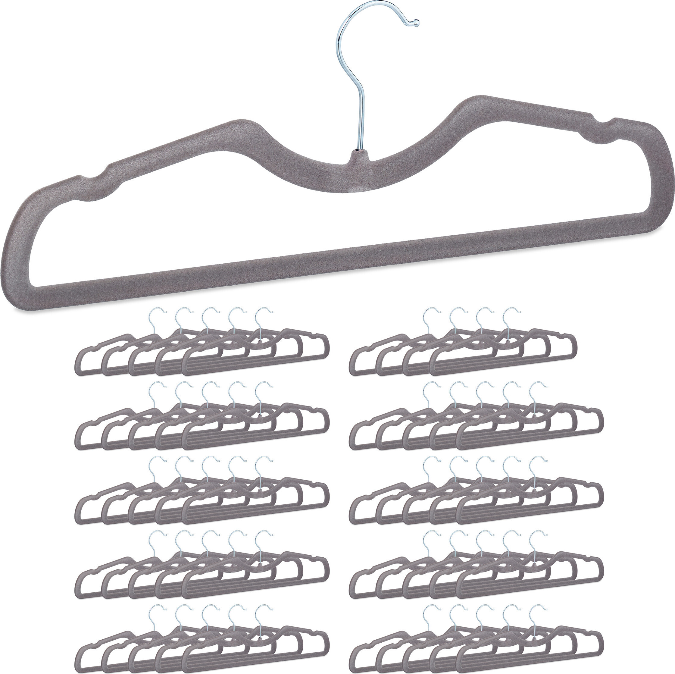 Cintres Extensibles Gris - Lot De 5 - Longueur Réglable 37,5 à 51,5 Cm - Matière PP/PE - Design Ergonomique