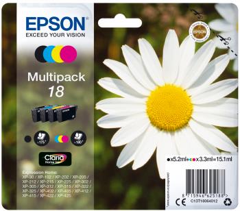 Epson 18 Multipack - 4 balenia - čierna, žltá, azúrová, purpurová - originálne - blistrové balenie - atramentová kazeta - pre Expression Home XP-212, 215, 225, 312, 315, 322, 325, 412, 415, 422, 425 (C13T18064010)
