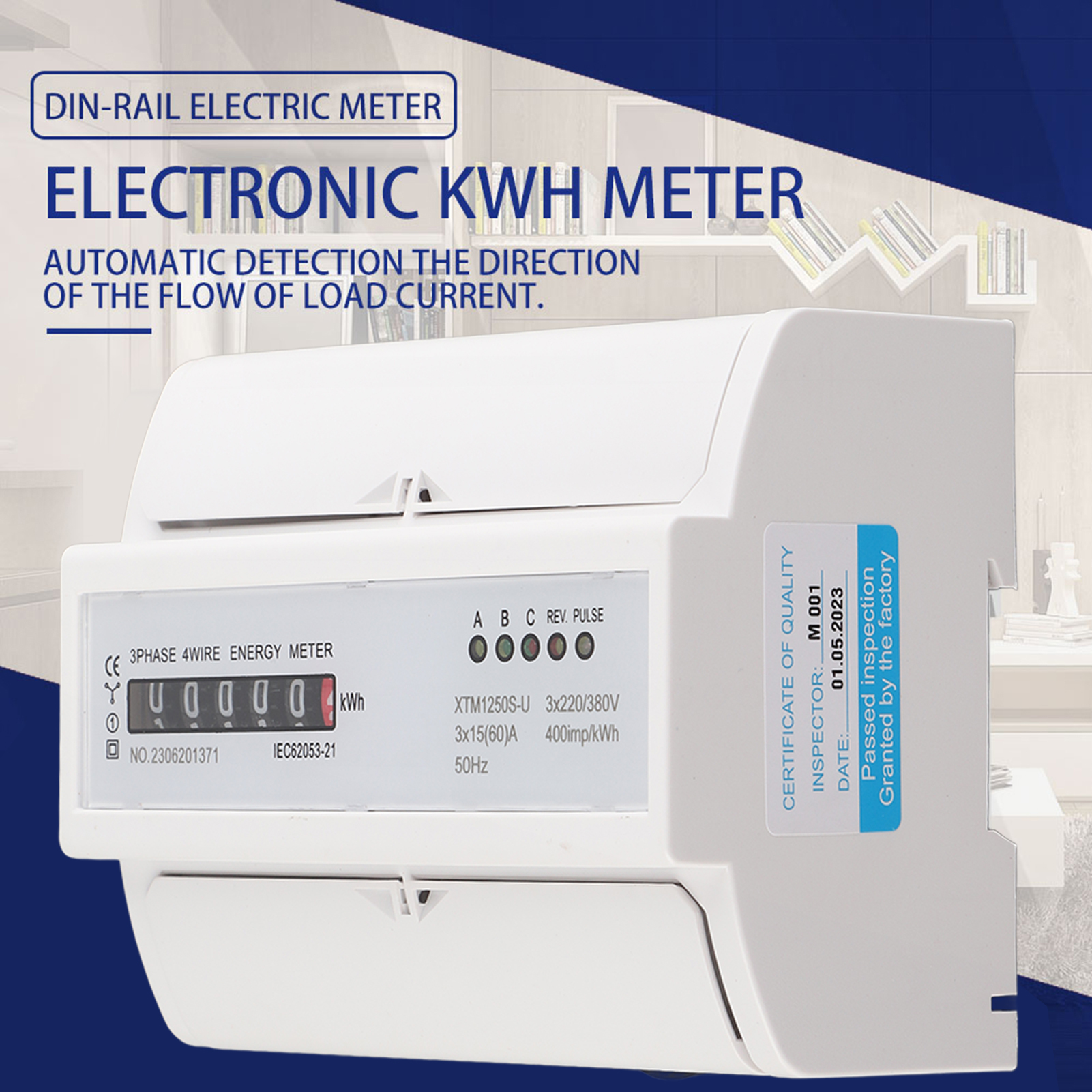 KWh Meter, 3-fázový elektromer, Din Rail Electric Meter, Din rail Energy Meter, elektronický KWh Meter, 3-fázový Din Rail Energy Meter