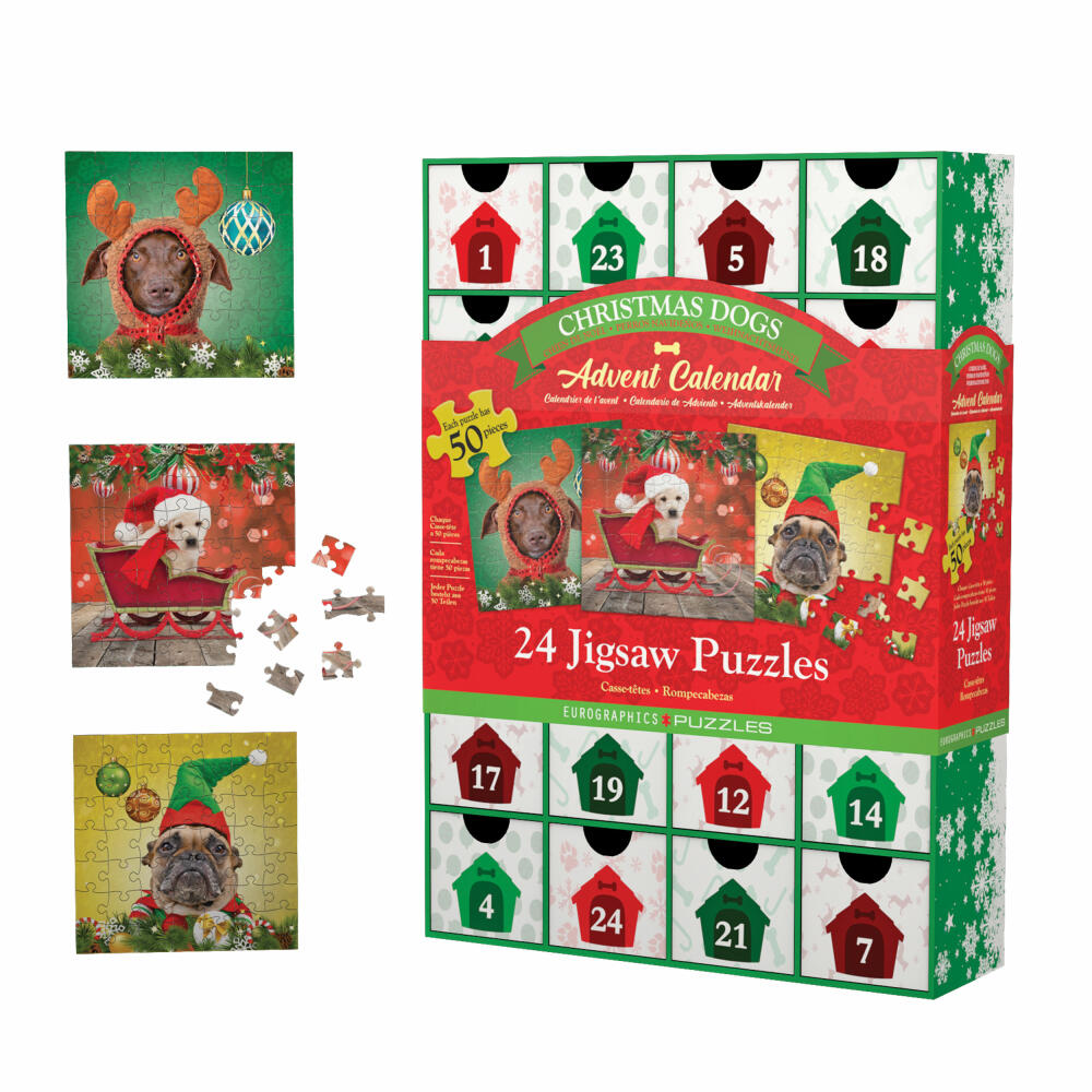 Puzzle adventný kalendár - Vianočné psy. 1200 dielikov