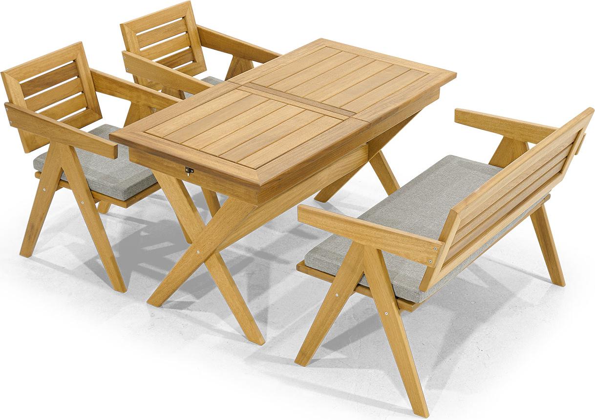 AEA Braune Terrassenmöbel Outdoor Sitzmöbel 2x Stühle Esstisch Holz Bank JVM4067282847996