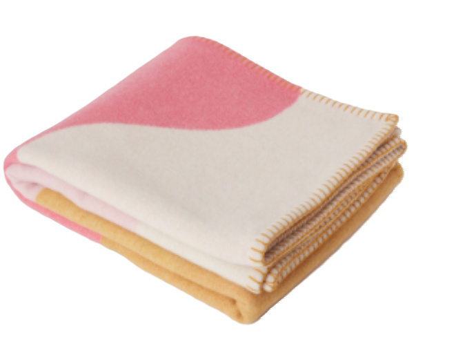 Stackelbergs Plaid-Mohair-Decke Mohair-Wolle Rosa-Creme-Gelb L 130 cm B 170 cm 9135