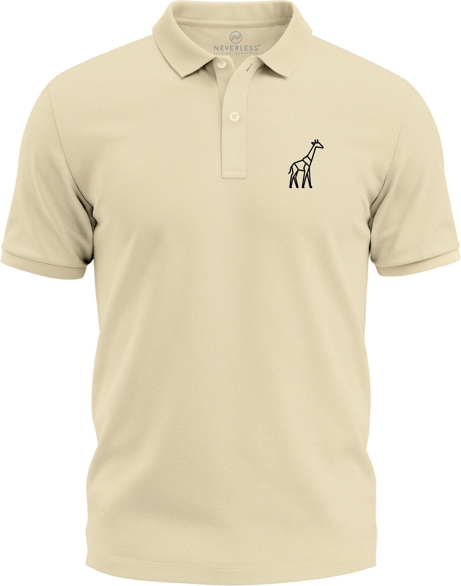 Poloshirt Herren Giraffe Tierlogo im Polygon-Stil – Kurzarm Polo Sommer Outdoor Fashion Modern Fit Neverless® 278392