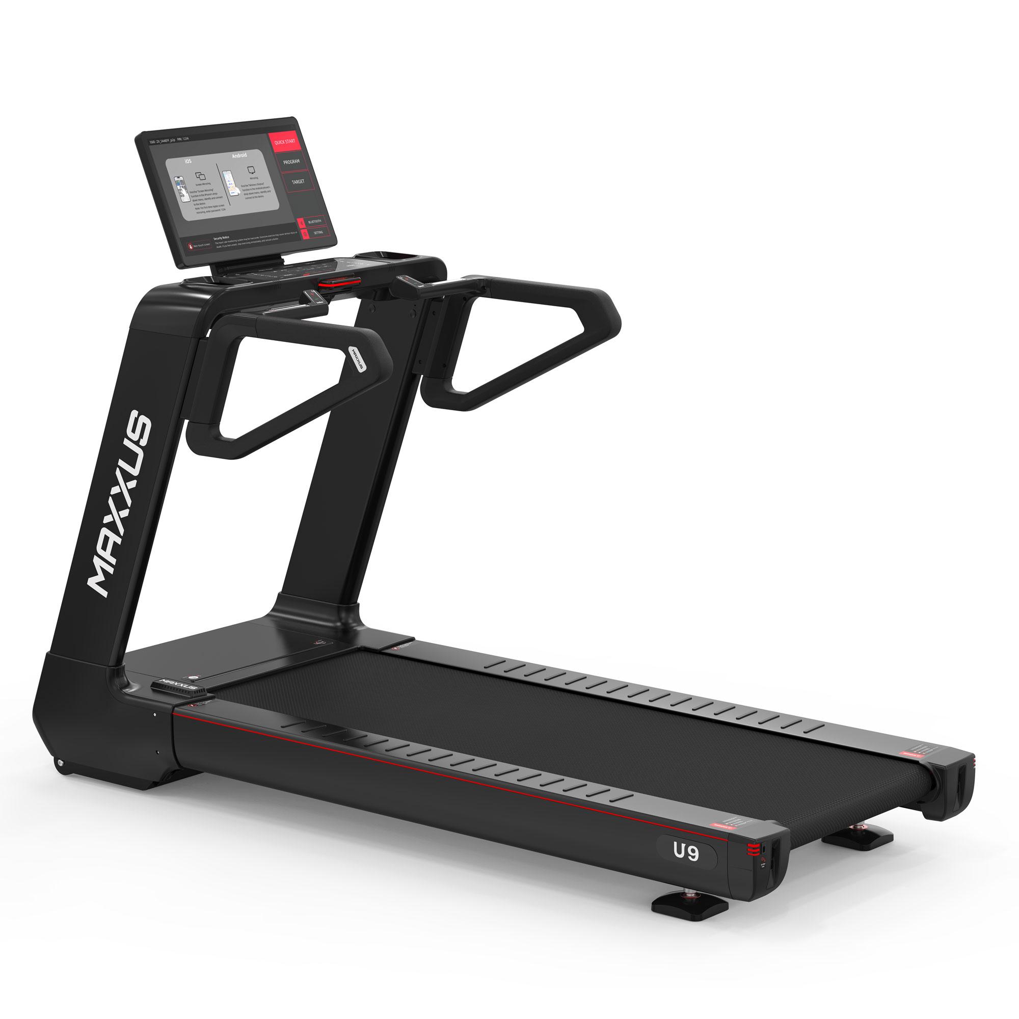 Gorilla Sports MAXXUS RunMAXX U9 PRO Laufband | 21,5" HD TFT Monitor | Smartphone-Spiegelung | Kinomap & Zwift | AC-Motor 3,0/6,0 PS | 0,8–20 km/h | Neigung 0–18% |