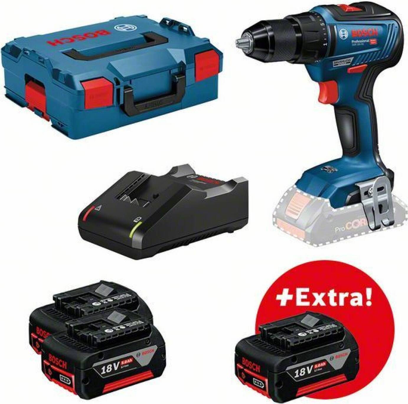 Bosch ROBERT PRO BOSC0303 - Skrutkovač GSR 18V-55 + 3x5,0Ah + Gal 18V-40 + L-Boxx BOSCH-0615990L8D