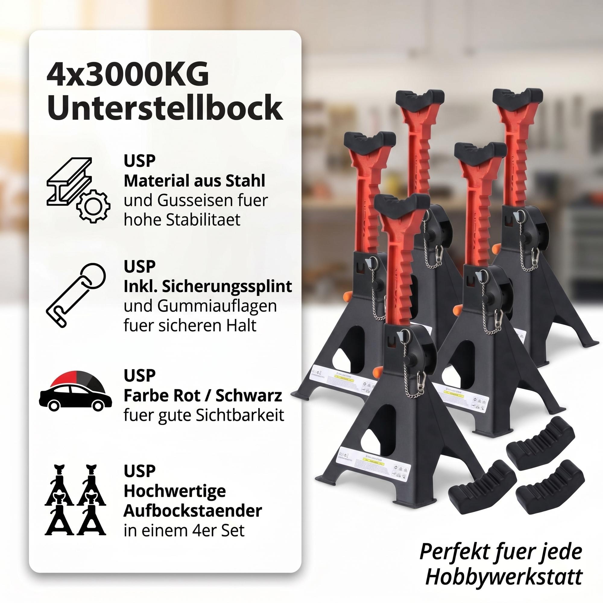 Mucola Wagenheber 2x3000KG Abstellböcke Unterstellbock Höhenverstellbar Rangierwagenheber Abstellbock PKW Auto Heber - Schwarz/Orange 50006808