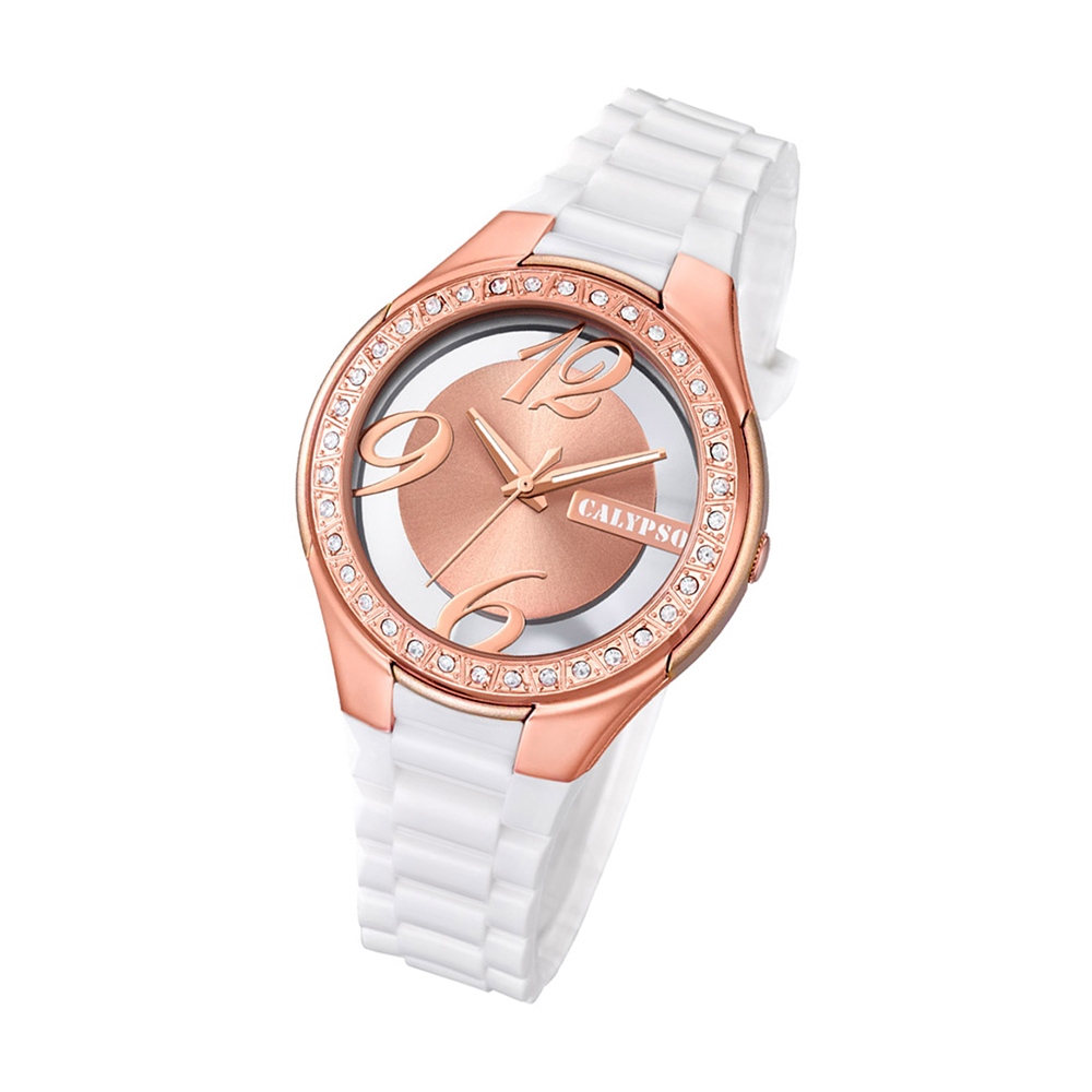 Calypso Dámske hodinky Analogico K5679/7 Plastové náramkové hodinky PUR biele UK5679/7