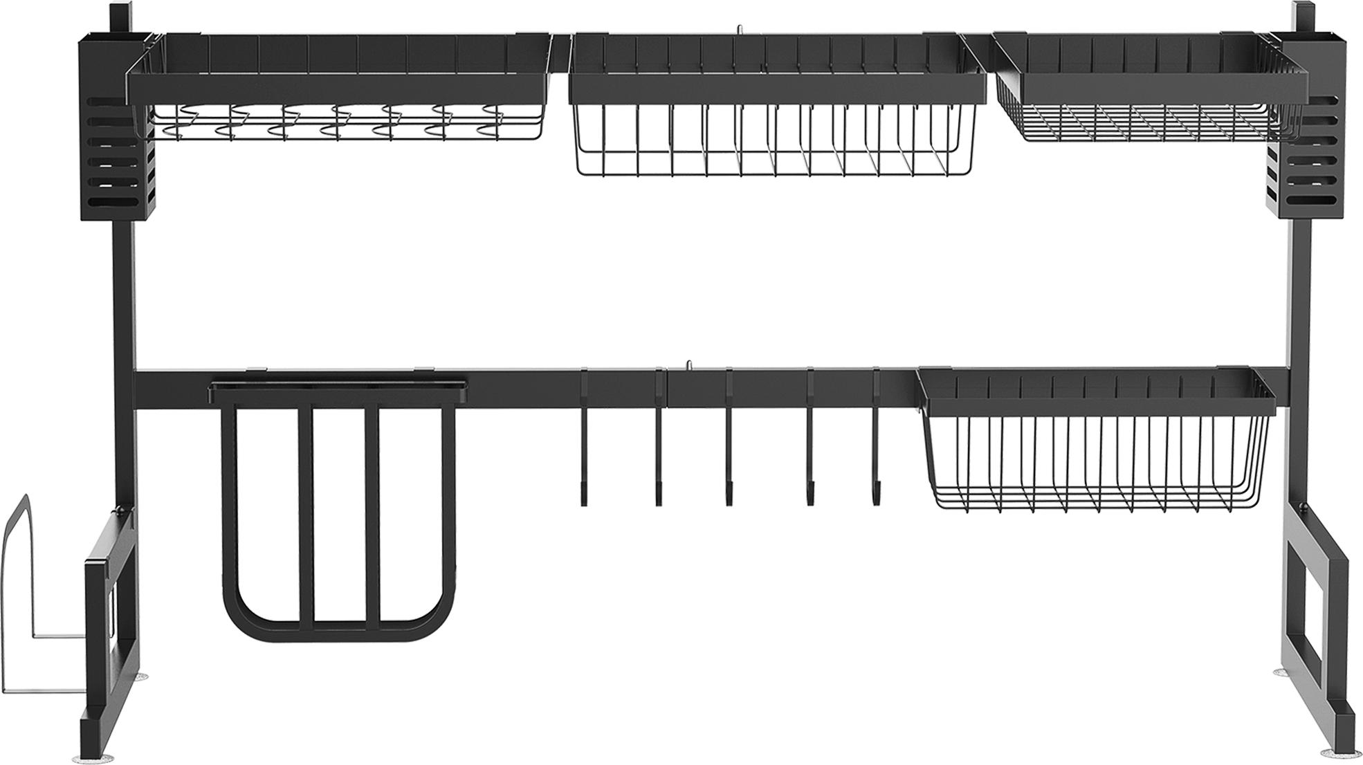 Slyrun Modularer Metall Geschirrkorb Schwarz - 23 kg Tragkraft, Geschirrhalter für Küchenorganisation KAUF-QYSP-801-287V00BK-015
