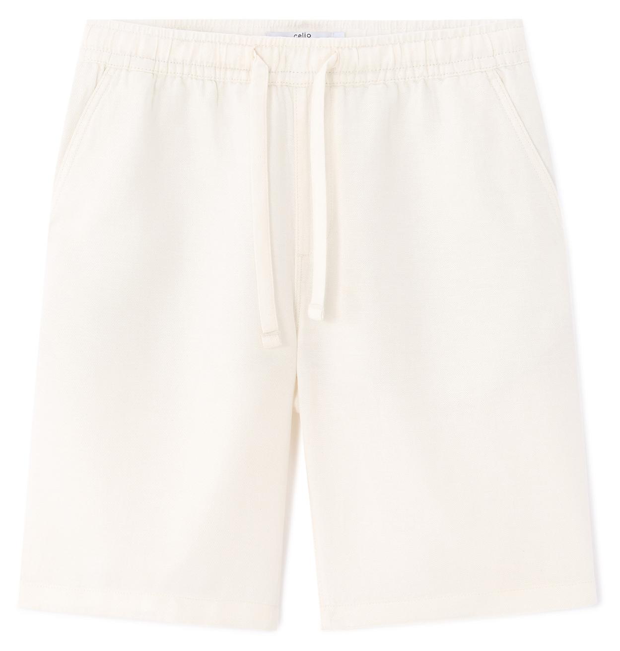 Celio Modell Mocelbm Herren Shorts aus Lyocell-Leinen-Mix in Creme, Größe XL 1167655__XL