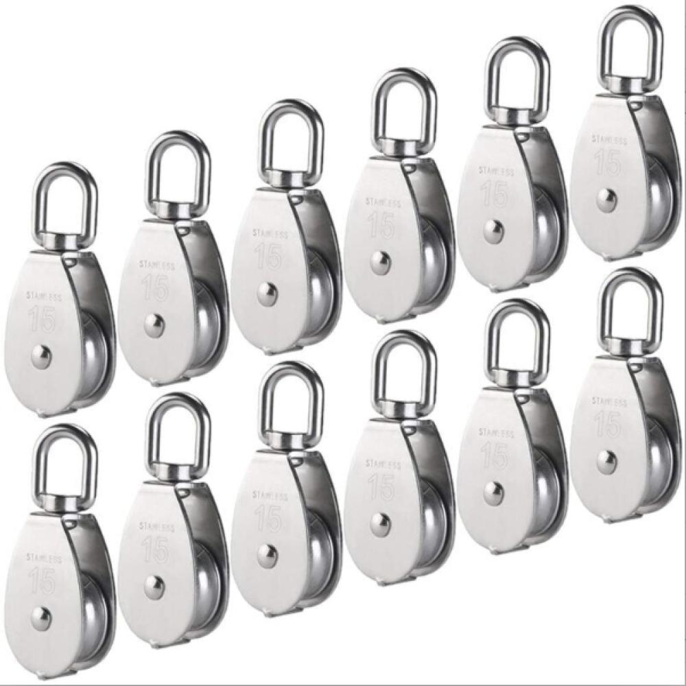 JedBesetzt M15 Einfaches und rostfreies Edelstahl 304, 15 mm, gehäkeltes Fil-Kabel, 15 mm, gehäkeltes Kabel, 77 lbs/35 kg (12 Teile) K-MM-26129-2
