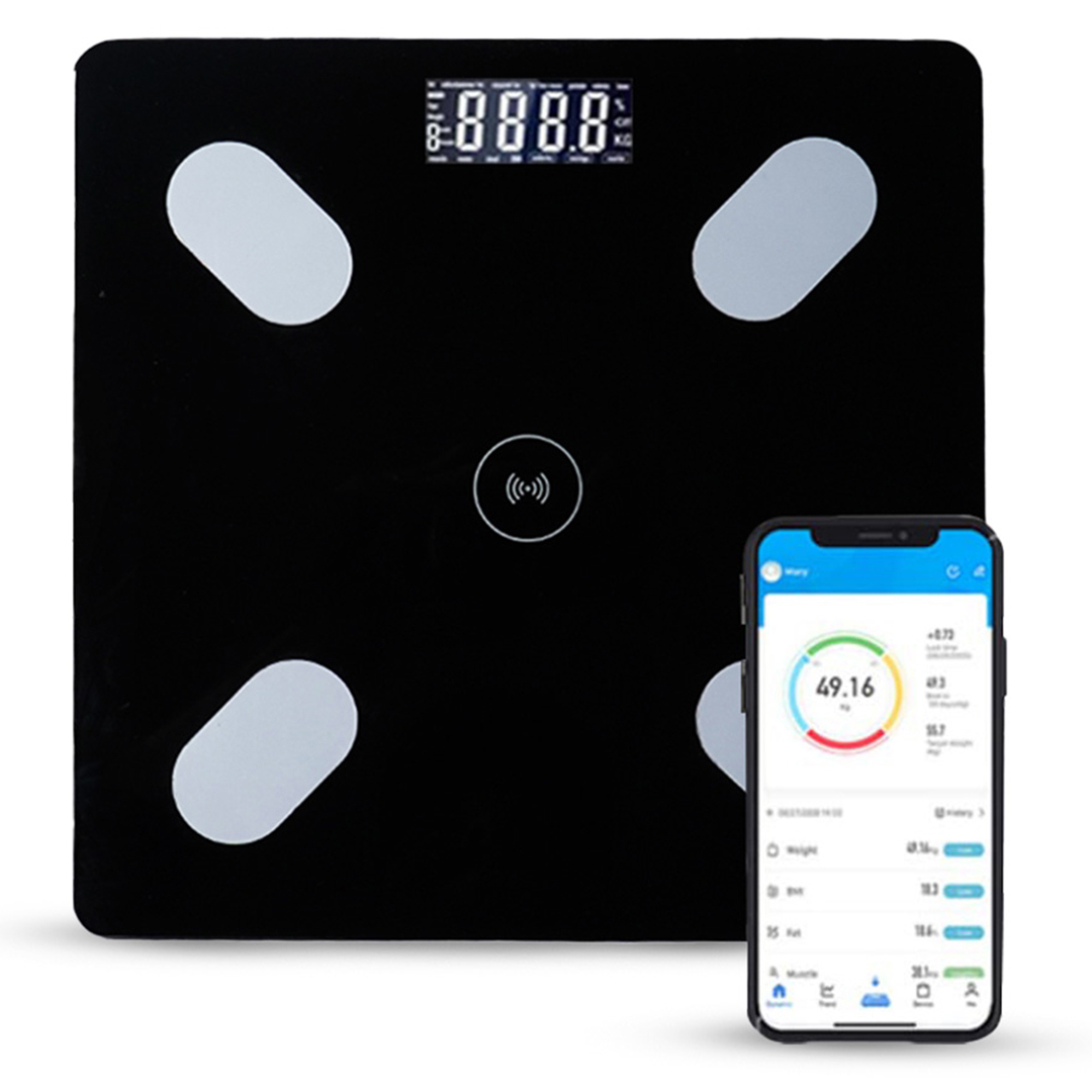 Mormark Körperfettwaage, Personenwaage Digital mit APP, Waage Personen Bluetooth Körperwaage für Körperfett, BMI, Gewicht, Muskelmasse, 180 kg - DATASCALE