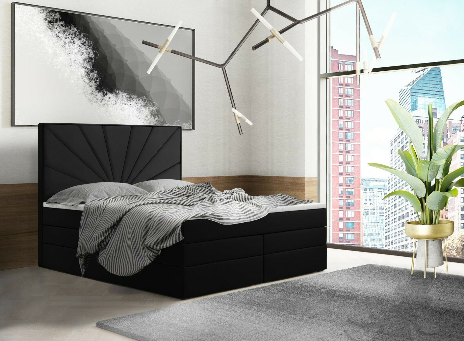 Skriňová posteľ Grekpol Bristol 90x200 cm s matracom Bonell a TFK H3 a topperom, čalúnená posteľ s podnožou, látka: ekokoža Madryt 9100
