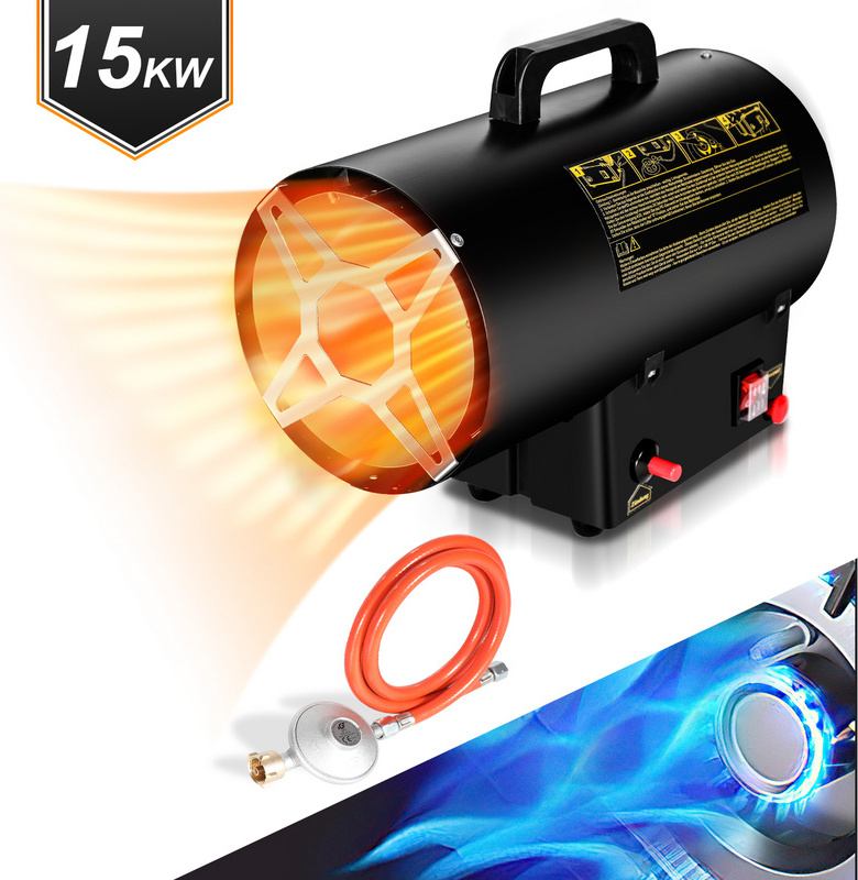 Plynový ohrievač Lospitch 15kw plynový ohrievač vrátane pripojovacej hadice a reduktora tlaku Vykurovací výkon pre komerčné plynové fľaše, piezoelektrické zapaľovanie