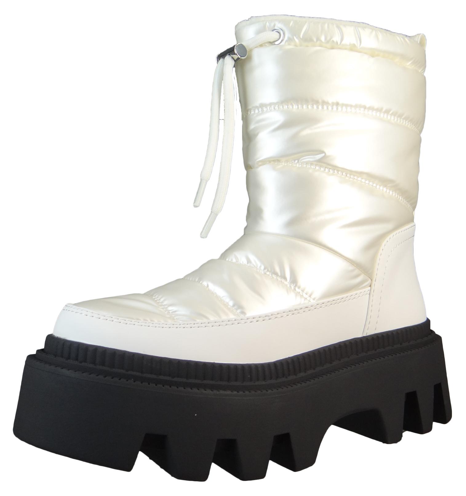 Buffalo Damen Elegante Stiefel Flora Puffer Vegan 1622360 Weiß