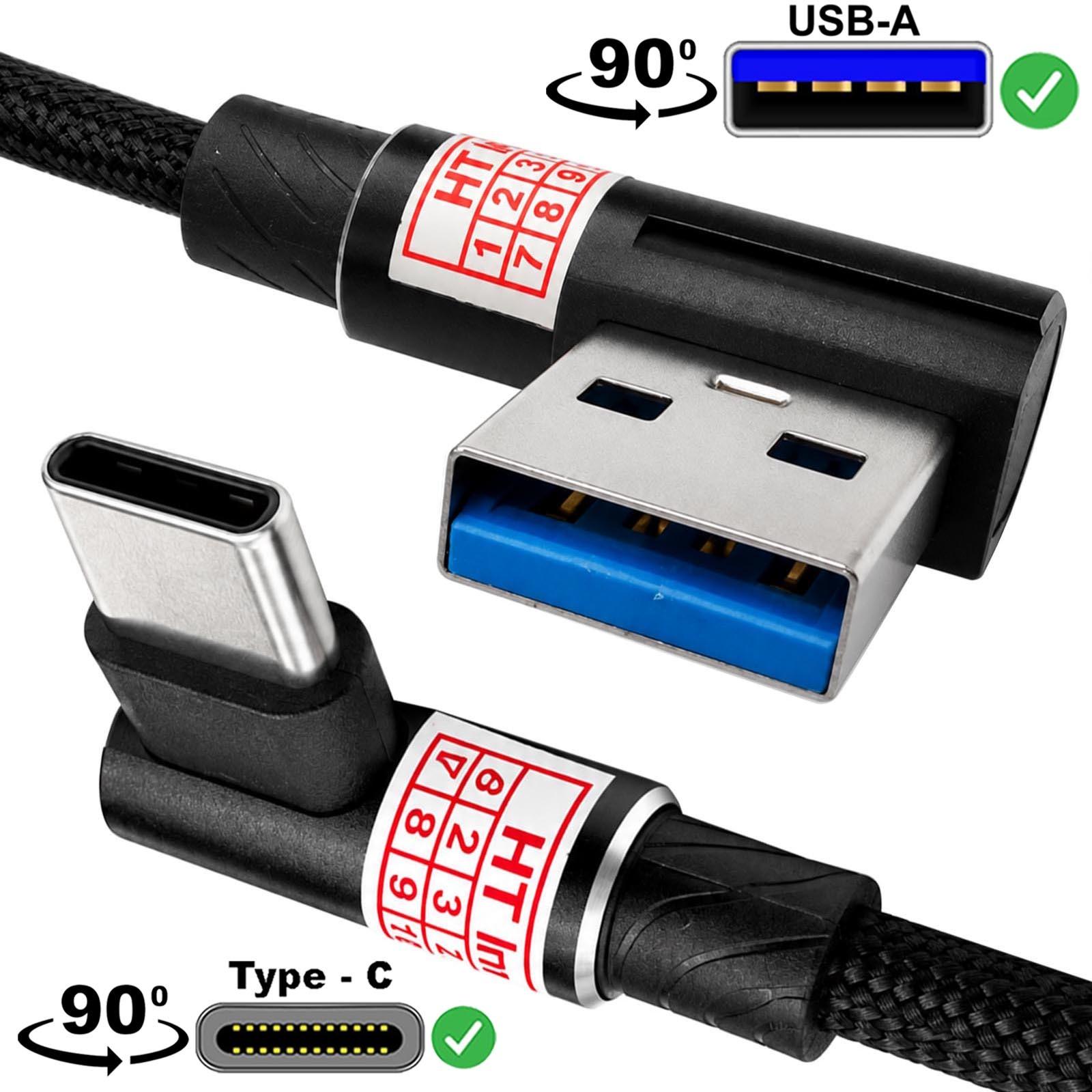 HT ImEx charging cable, 2x 90° angled fast charging cables, USB 3.2 Gen 1 USB-A to USB-C