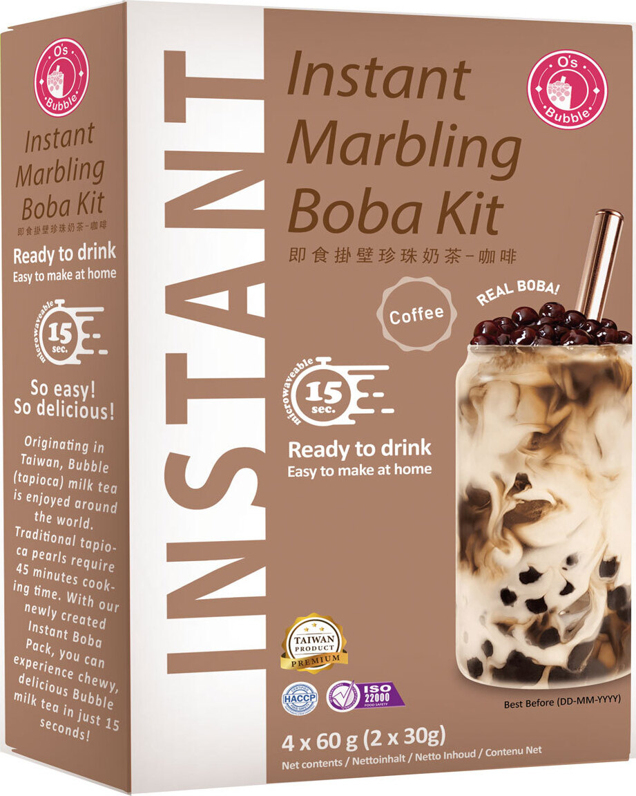 Yoaxia O's Bubble Instant Bubble Tee Kit Kaffeegeschmack (4x 60g) | Mit Tapiokaperlen und Strohhalm 10221