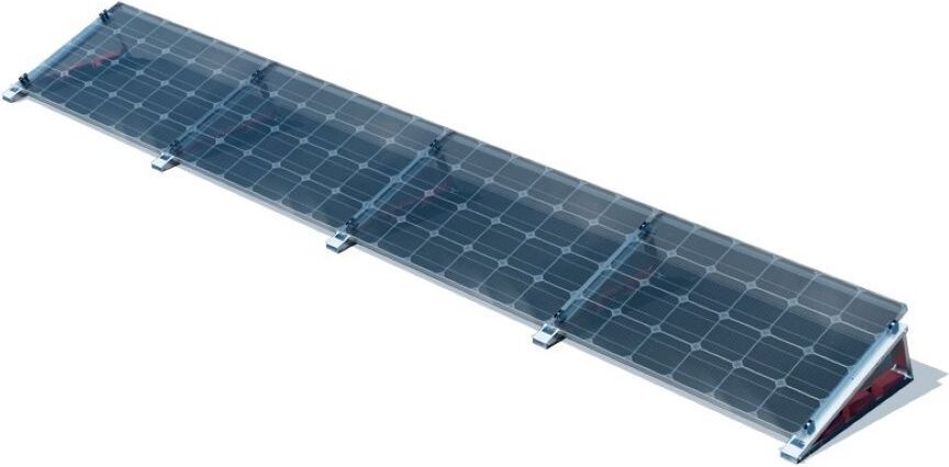 venturama-Solar FlatFlex Flachdach-Aufständerung Set für 4 PV-Module nebeneinander