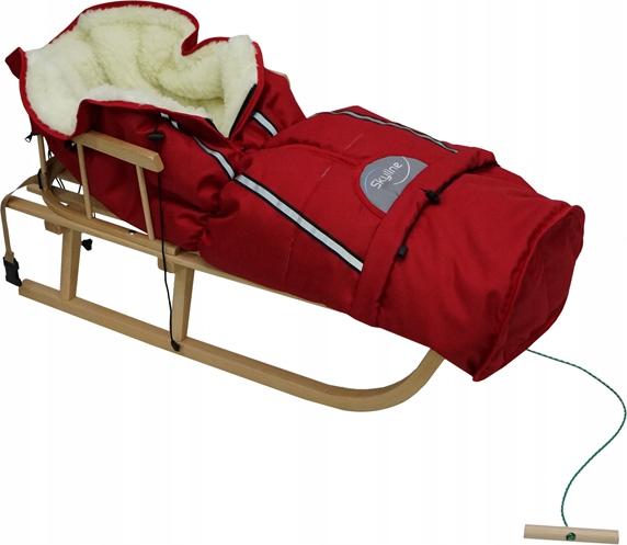 SIGMATEC Polnischer Holzschlitten mit Rückenlehne und Schlafsack