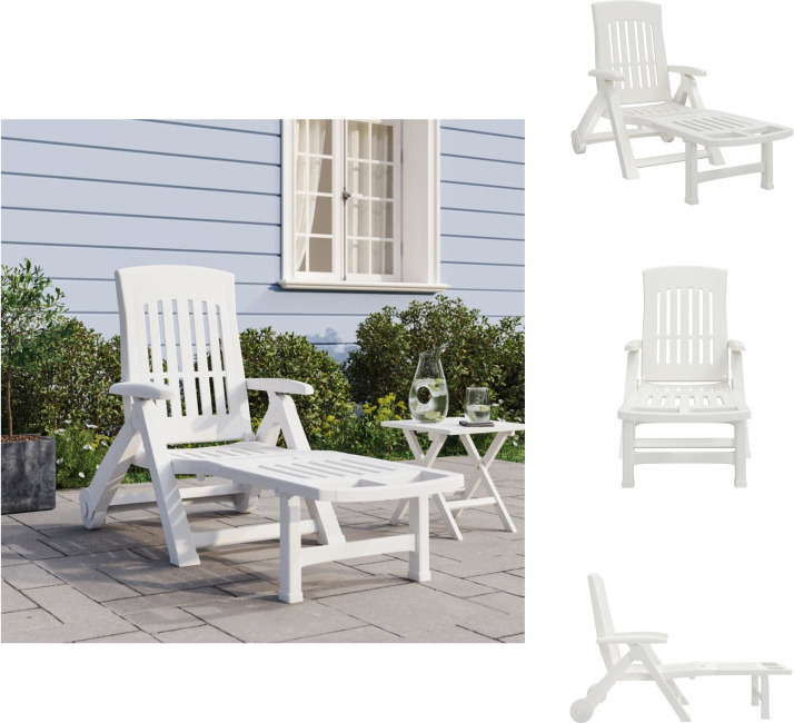 vidaXL Skladacie lehátko s kolieskami biele PP - Lehátka