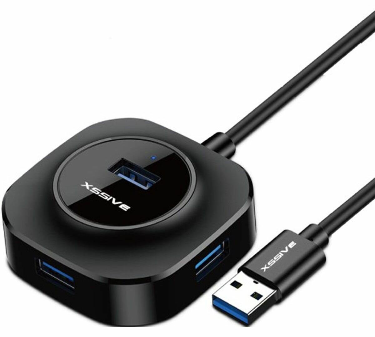 Xssive USB 3.0 Gen 1 HUB 4x USB Distributor Super Speed Adapter USB-HUB čierny