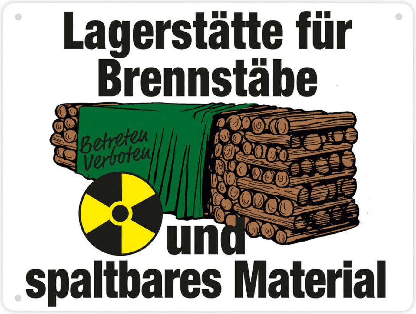 speecheese Lagerstätte für Brennstäbe - Brennholzlager Metallschild XL in 21x28 cm in Weiß