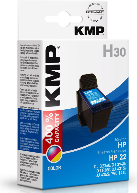 KMP Patrone HP C9352AE Nr.22 color 430 S. H30 refilled