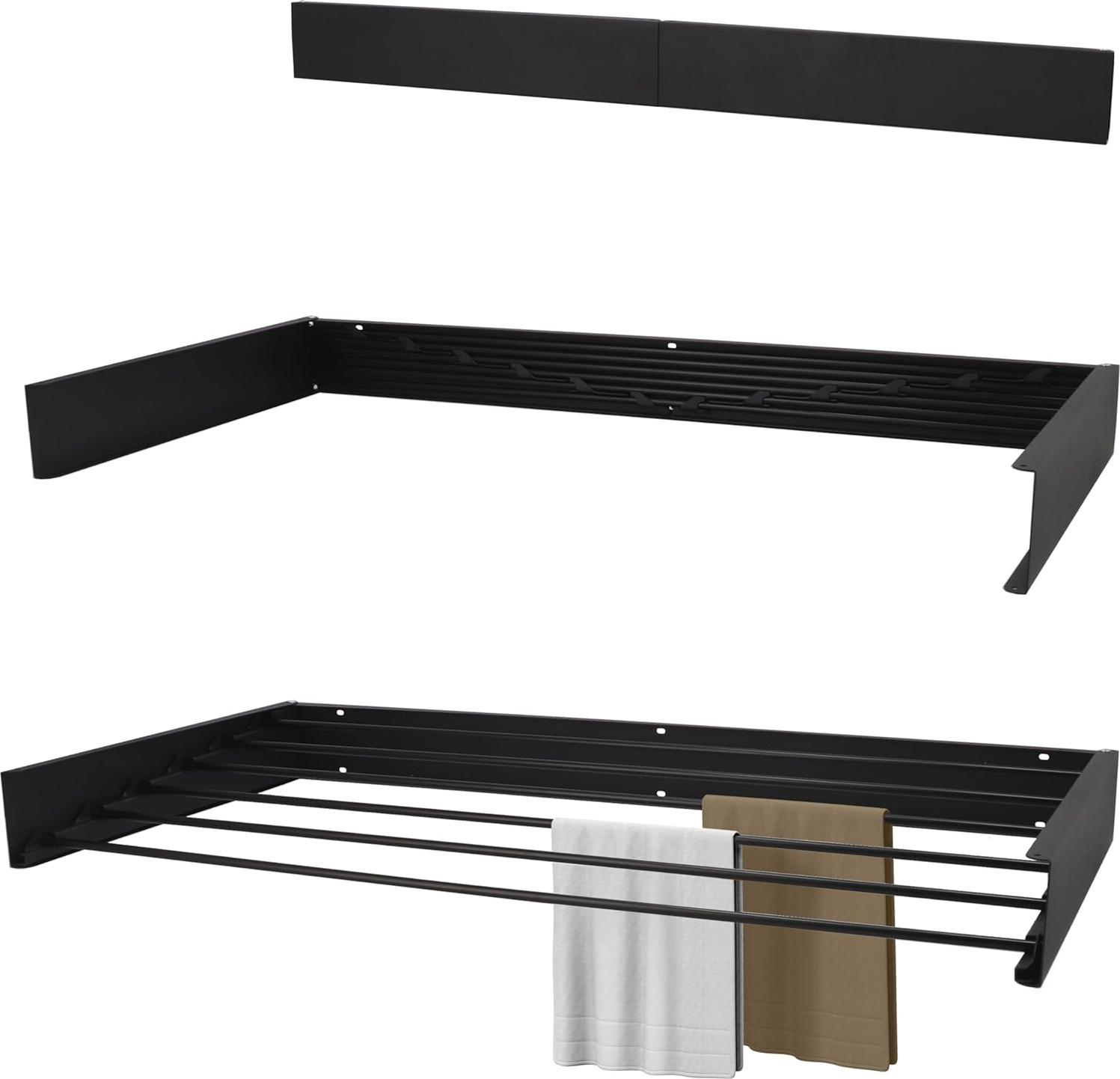snq Wandtrockengestell - Klappbares Trockengestell - Trockenst?nder - H?ngendes Trockengestell - W?schetrockengestell - 80 x 40 cm - 4 Meter Trockenl?nge - Schwarz ZQW-READ-03748