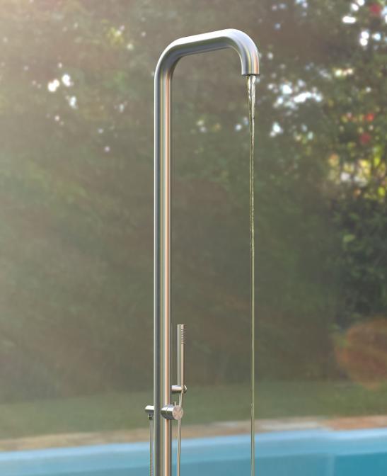 MPC Wheels Sined | Außendusche Sassari - 230 Cm - Edelstahl Aisi 316L - Hochwertig - Korrosionsbeständig - Mit Handbrause DOCCIA-SASSARI-INOX