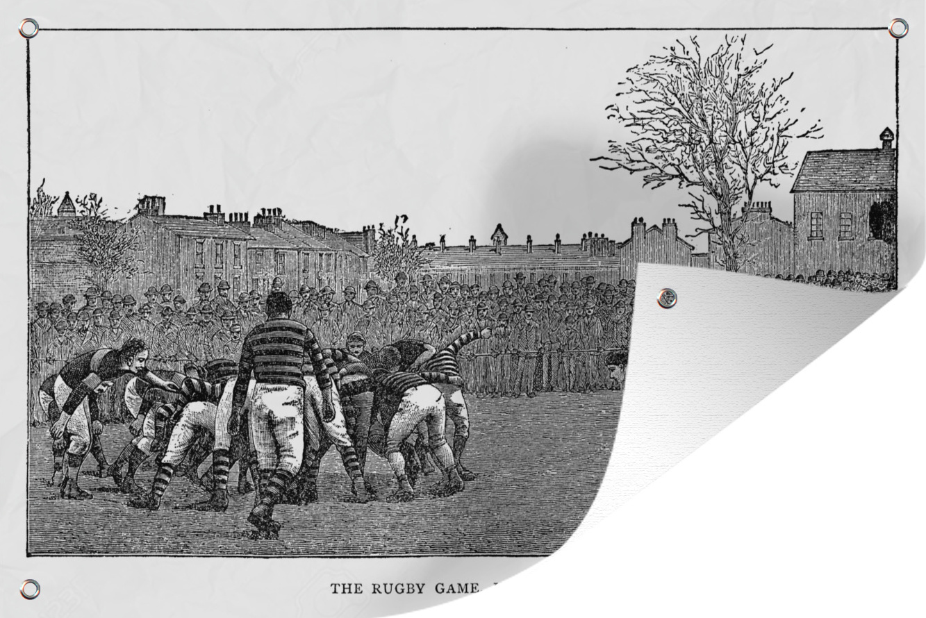 MuchoWow® 60x40 cm Outdoor-Poster Gartendeko Sichtschutz Garten Poster für den Garten Eine Illustration eines Rugbyspiels 133|1353599