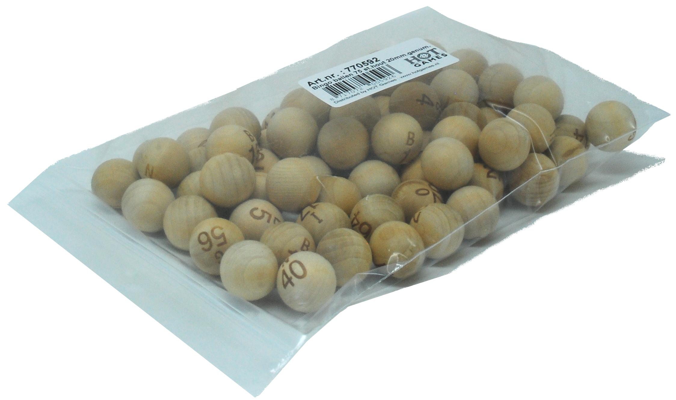 HOT Games Bingo Kugeln Holz Set 75 Stück 20mm nummeriert 770592