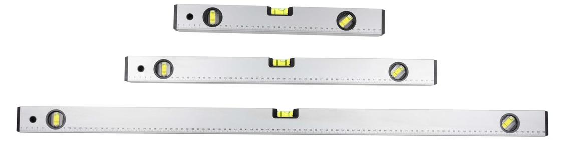 Kinzo Wasserwaagen Wasserwaagen-Set 40/60/100 CM - 0°/ 45°/ 90° - Aluminium - Grau
