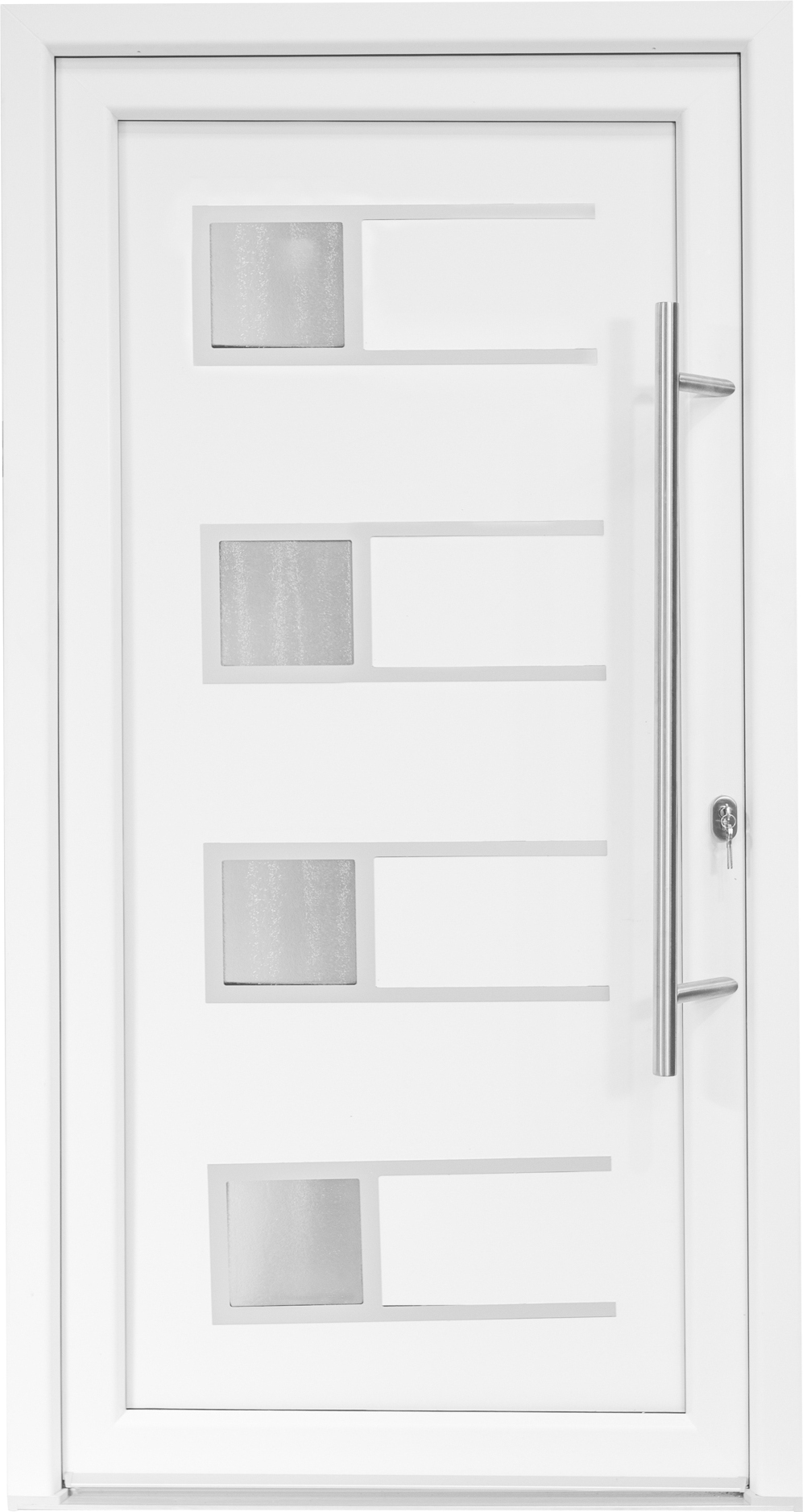 SN Deco - Bastion Kunststoff Haustür Efraim DIN rechts weiß mit E-Öffner & Marken-Stoßgriff 1000x2000 mm EFREL3B1D