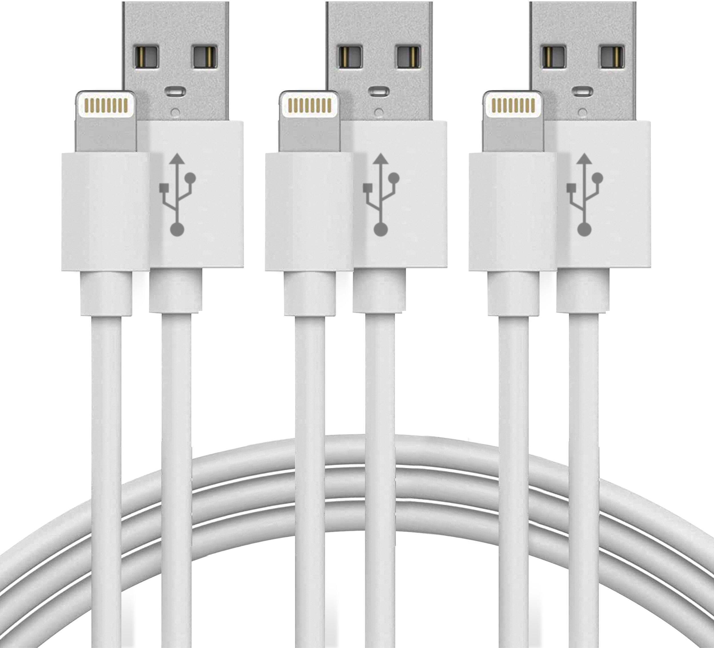 3x Lightning nabíjacie káble pre iPhone, iPad a iPod – Typ- C 2 Meter / 3 Pack