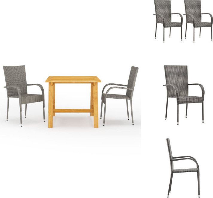 vidaXL 3-dielny záhradný jedálenský set sivý - Záhradné nábytkové zostavy