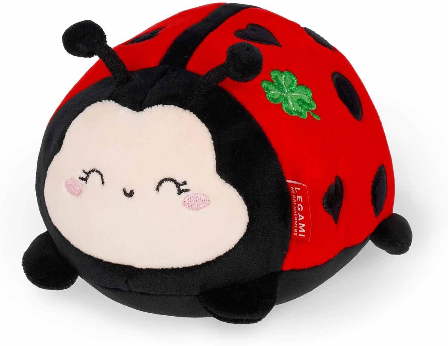 Legami Plüschtier Plush Super Soft Ladybug im Mini-Format, mit Personalausweis, stehend, 14 x 15 x 12 cm MSC0018