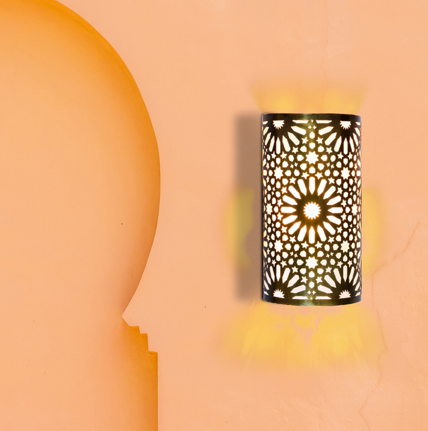 Marrakesch Orient & Mediterran Interior Marrakesch Orientalische Lampe Wandleuchte aus Metall Wandlampe Leuchte Yazid Gold 29cm als Wanddeko (Gold, 1 Stück) am-22-10215-ga