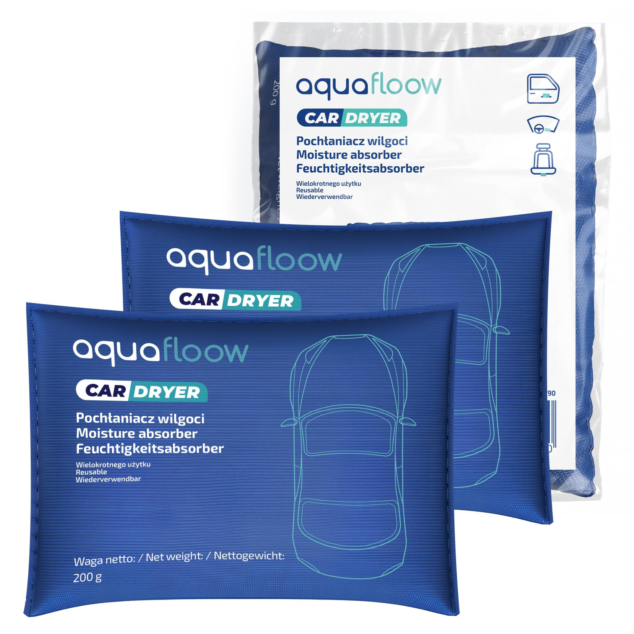 2x 200g Wiederverwendbare Aquafloow Auto-Luftentfeuchter Beutel AquaFloow Car Dryer
