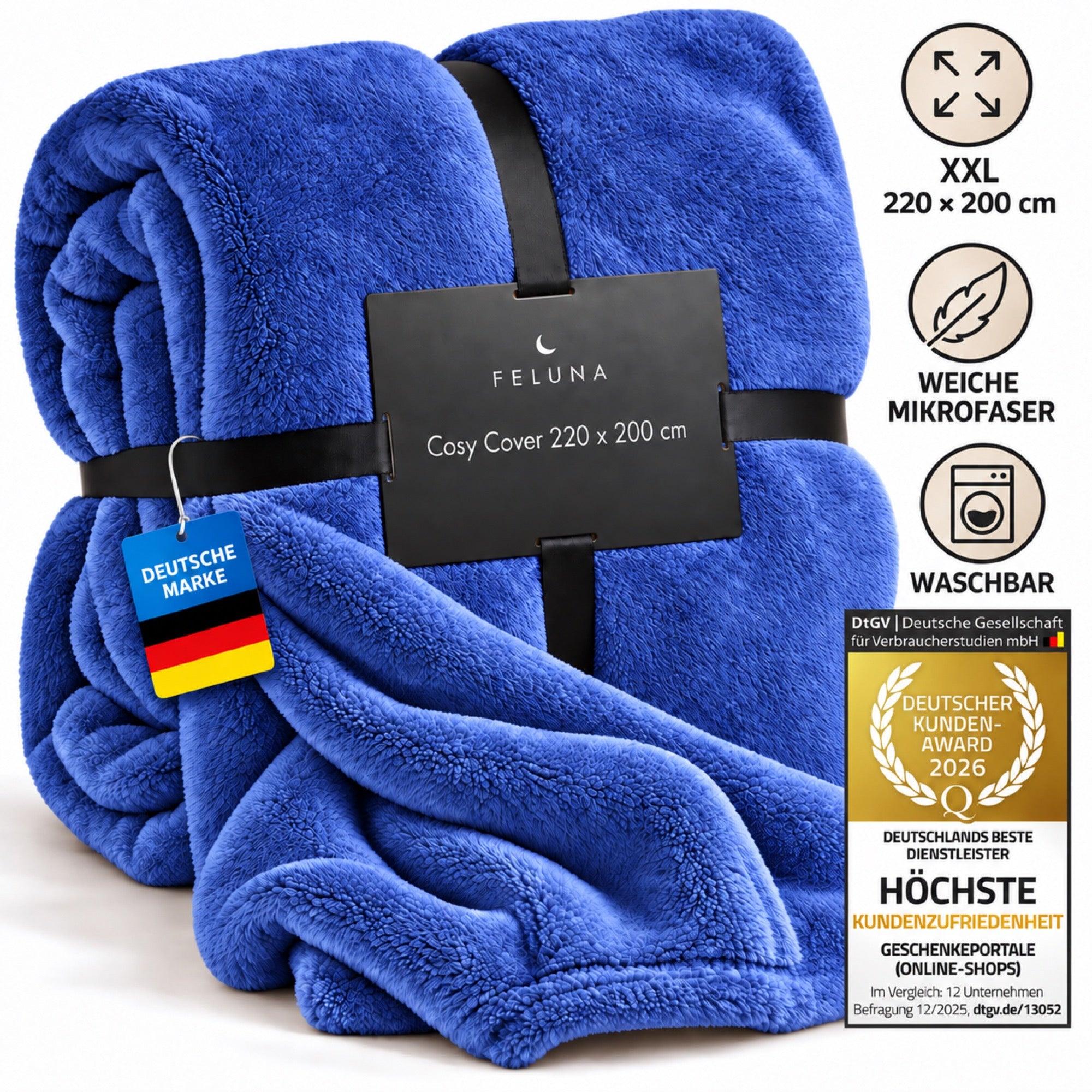 Feluna XXL Kuscheldecke 220x200 cm Schwarz – Flauschige